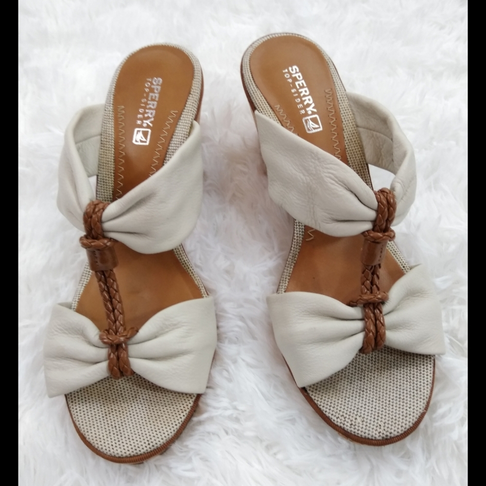 Sperry Top-sider Leather Shoreham Wedges Size 7.5